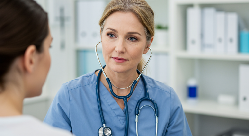 Clinical medical assistant wearing a stethoscope.