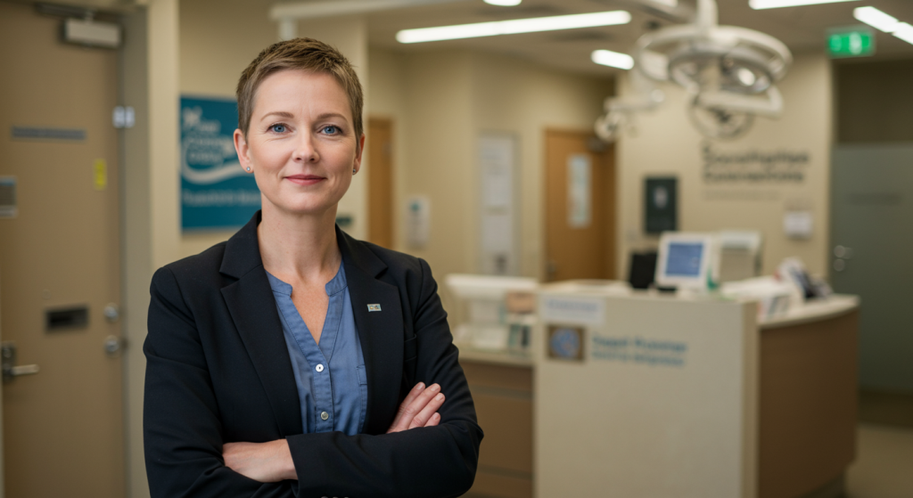 Female medical office specialist in a healthcare setting.